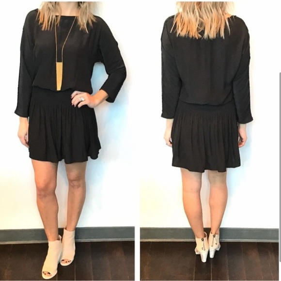 Splendid Black Silk Mini Pleated Dress Small NWOT - Picture 2 of 13